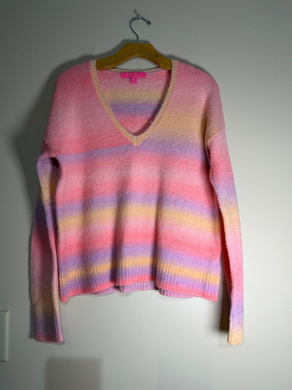 Lilly Pulitzer Pastel Striped V-Neck Sweater in Pink, Lavender, Yellow and Cream